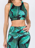 Palm Leaf Print Sports Bra